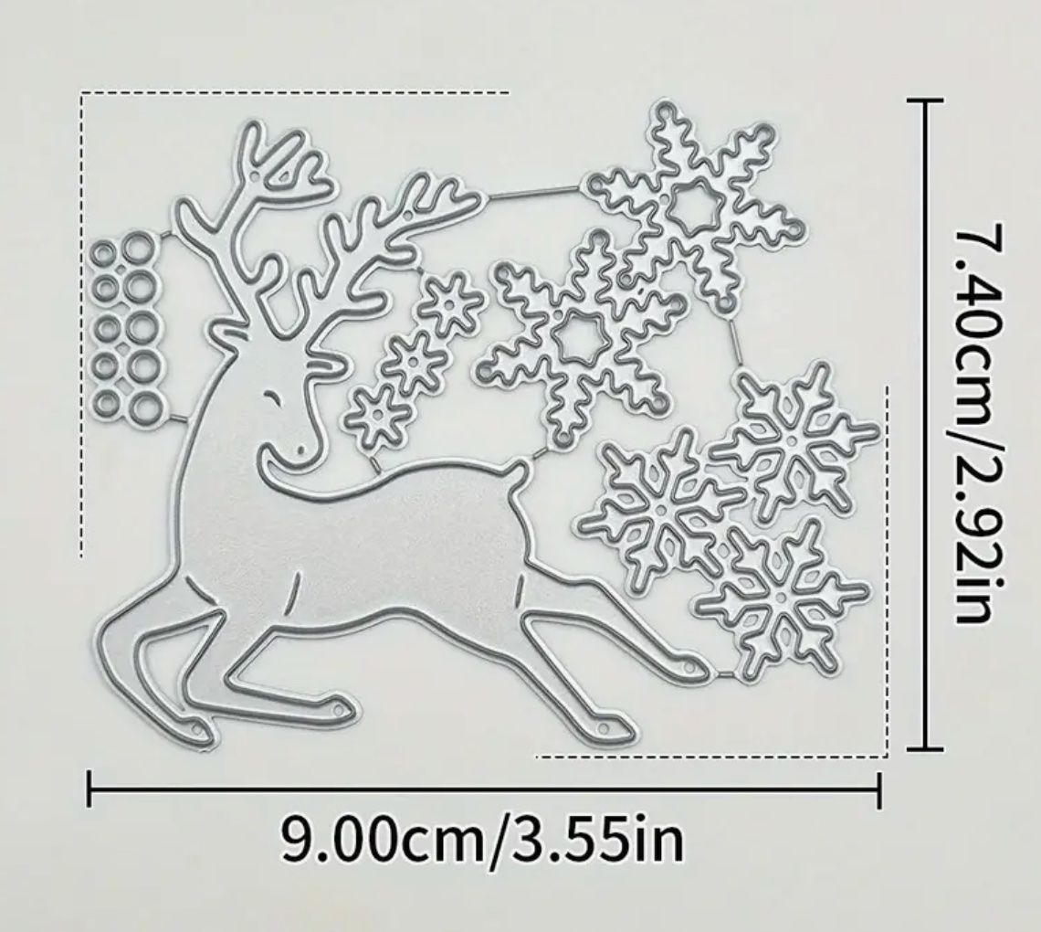 Sciablone: Hirsch, Schneesterne und Flocken - Stanzschablone – Nuovo e nell'imballaggio originale da Frenkendorf venduto da jazzplatten 1