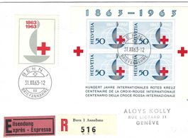 1963 Brief Express mit 100Jh. Rotes Kreuz Block