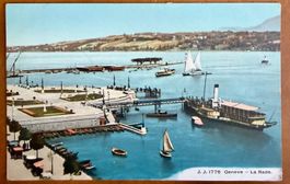 Genève - Bateau à vapeur dans la Rade - Belle carte ancienne
