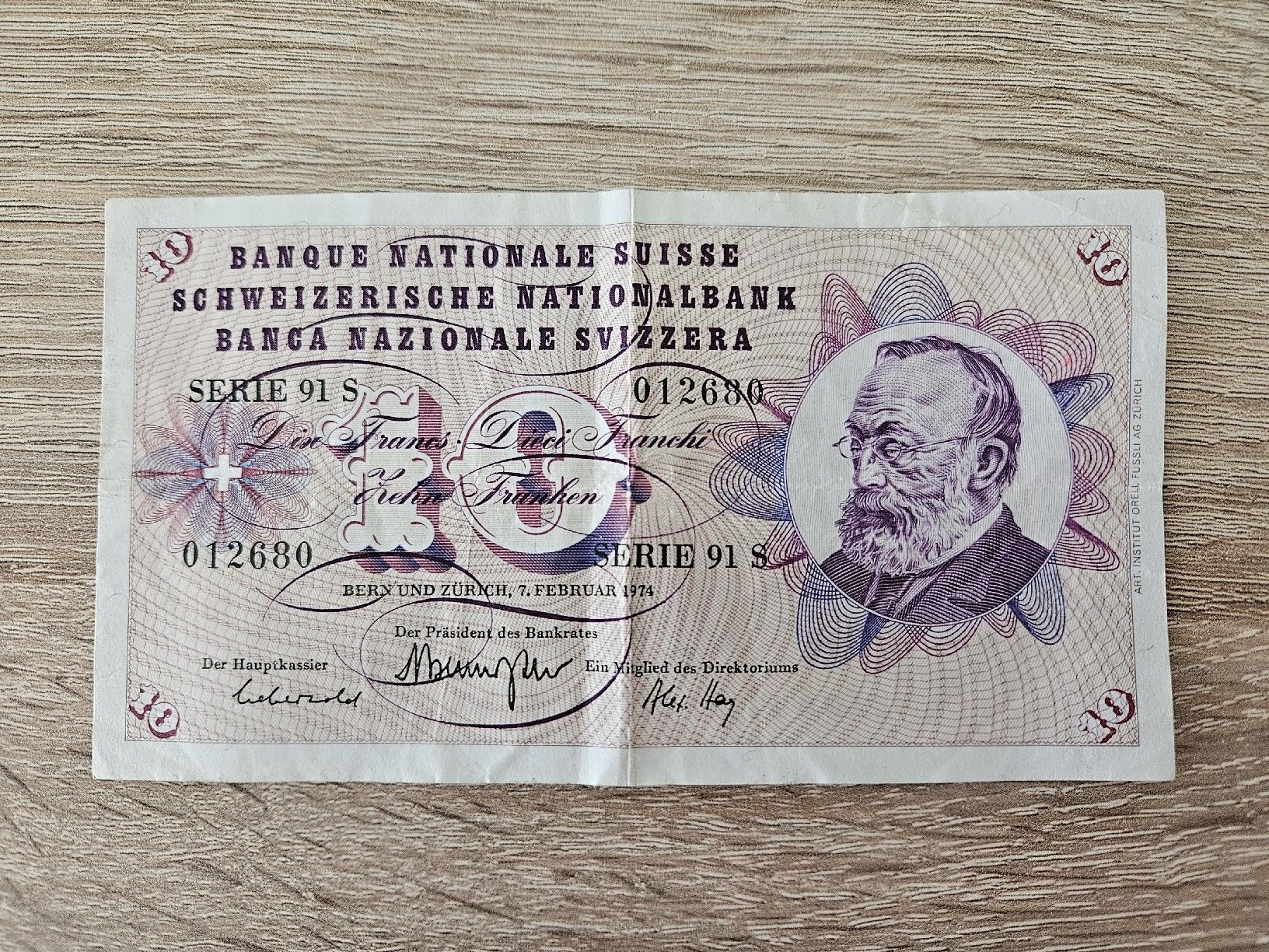 Banknoten: Alte 10 Franken Note Serie 91 S – Gebraucht aus Wauwil von seriously3 1