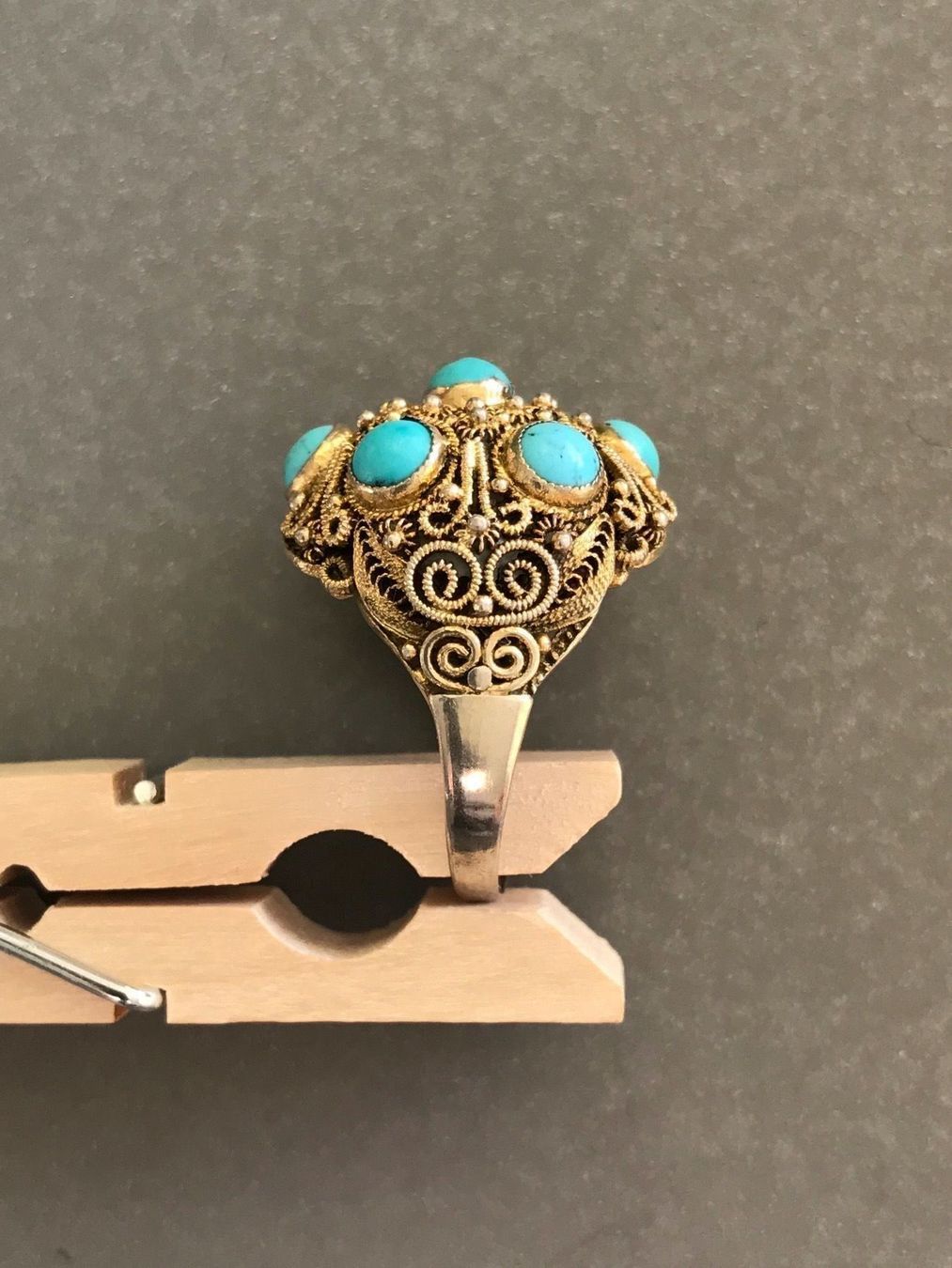 Anelli: Jugendstil CHINA TÜRKIS RING filigranst variable Ringgrösse – Usato da Basel venduto da gretchen03 2