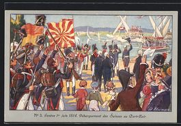 Geneve, Debarquement des Suisses au Port