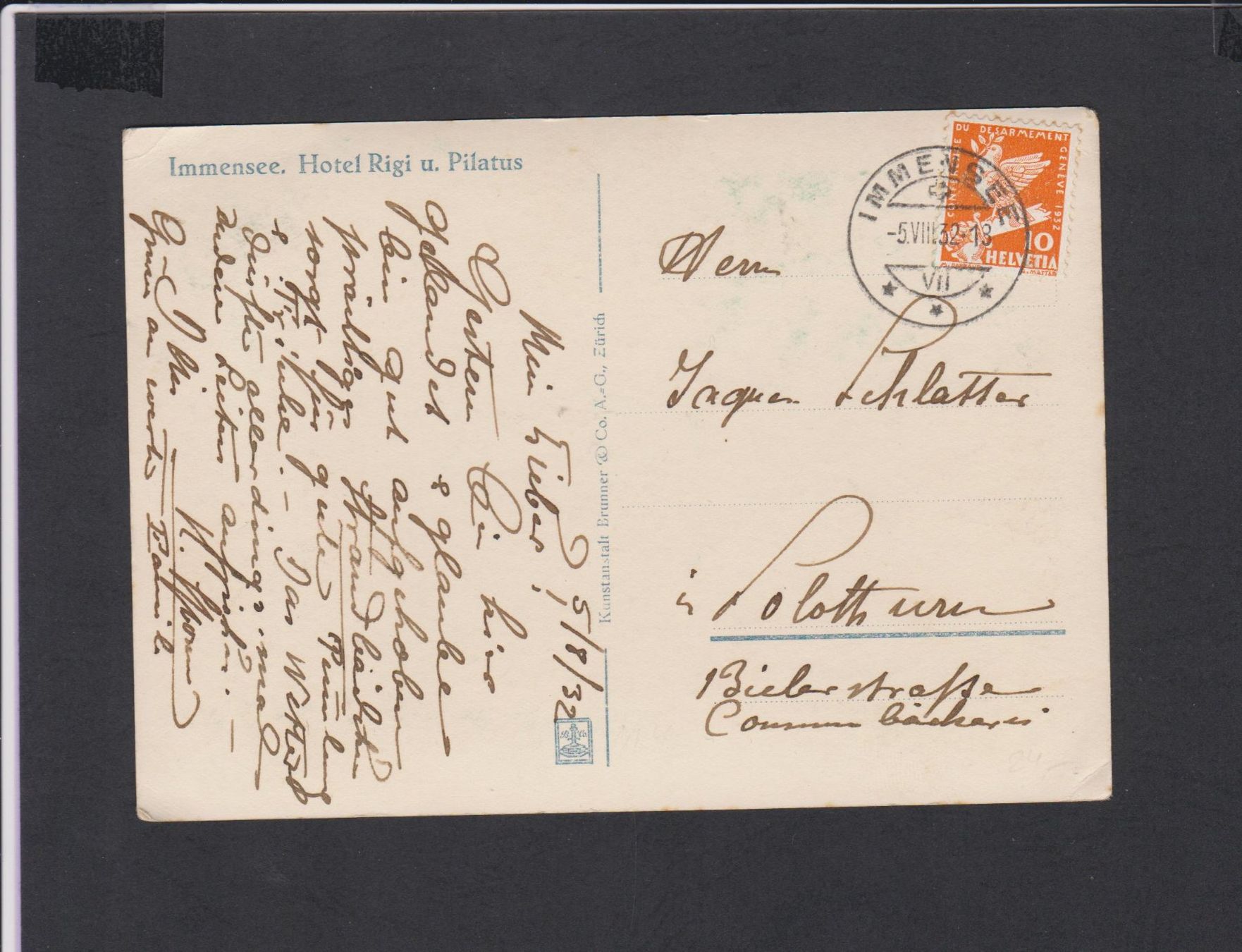 Cartoline postali: Immensee  Hotel Rigi   -   alte Ansichtskarte von 1932 – Usato da Vitznau venduto da Ropaku 2