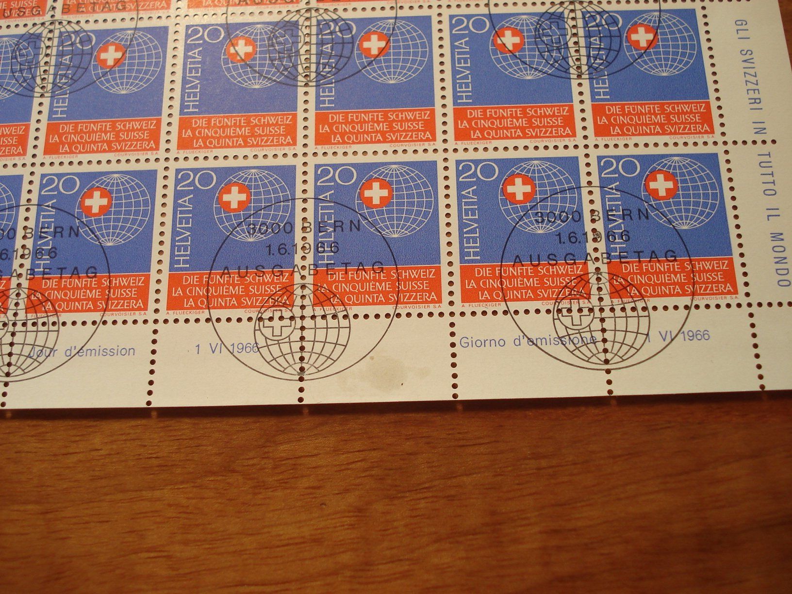 Alle Briefmarken: Bogen die fünfte Schweiz, 1966, Et-o – Gebraucht aus Niederwil AG von morostahu 1