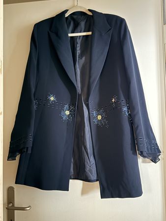 Damen Blazer Dunkelblau mit Stickerei Grösse 46/48