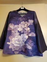 Seiden-Kaschmir Langarmblusentop geblümt violett