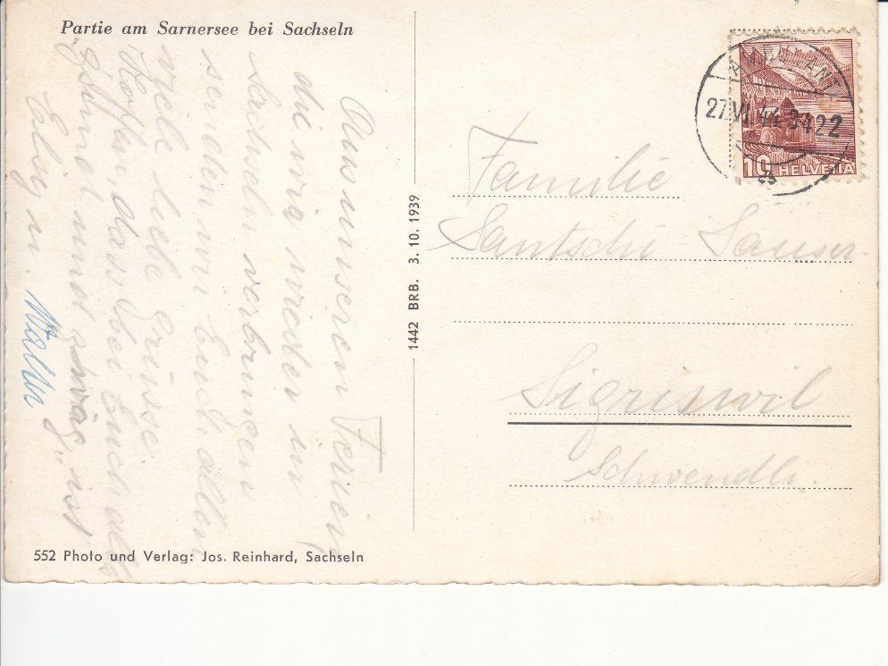 Cartoline postali: Sarnersee 1944 – Usato da Bürglen TG venduto da StampGraf 1