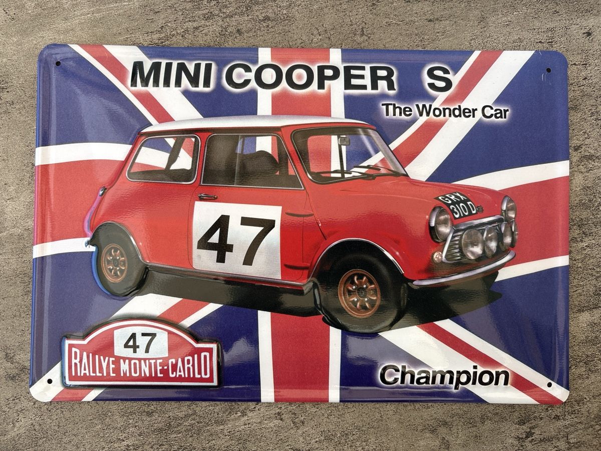Alle Dekorationen: Blechschild mit Mini Cooper S Motiv – Gebraucht aus Rümlang von euqinom16