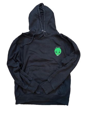 Schwarzer Kapuzenpullover mit Alien Print, Grösse M