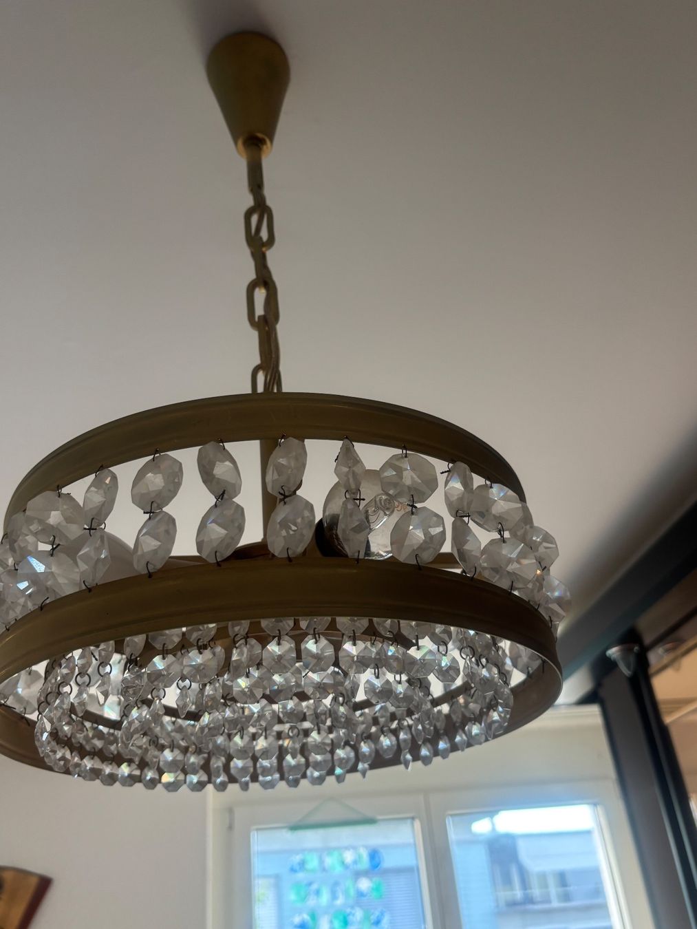 Lampadari & plafoniere: Hängeleuchte Kristall mit Kette messingfarben Durchmesser... – Usato da Kriens venduto da Mollinos 1