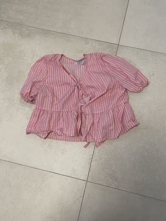Sommerliche Bluse in Grösse M, Rosé-Weiss gestreift, Gr. M