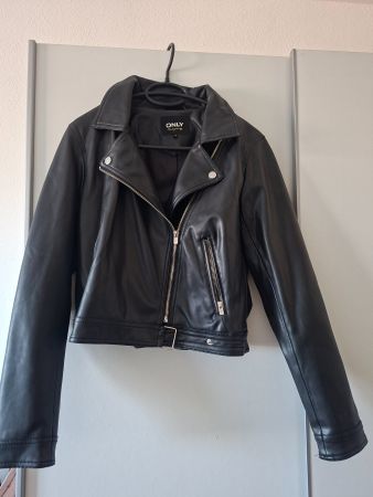 Veste en cuir ONLY noire, taille 38
