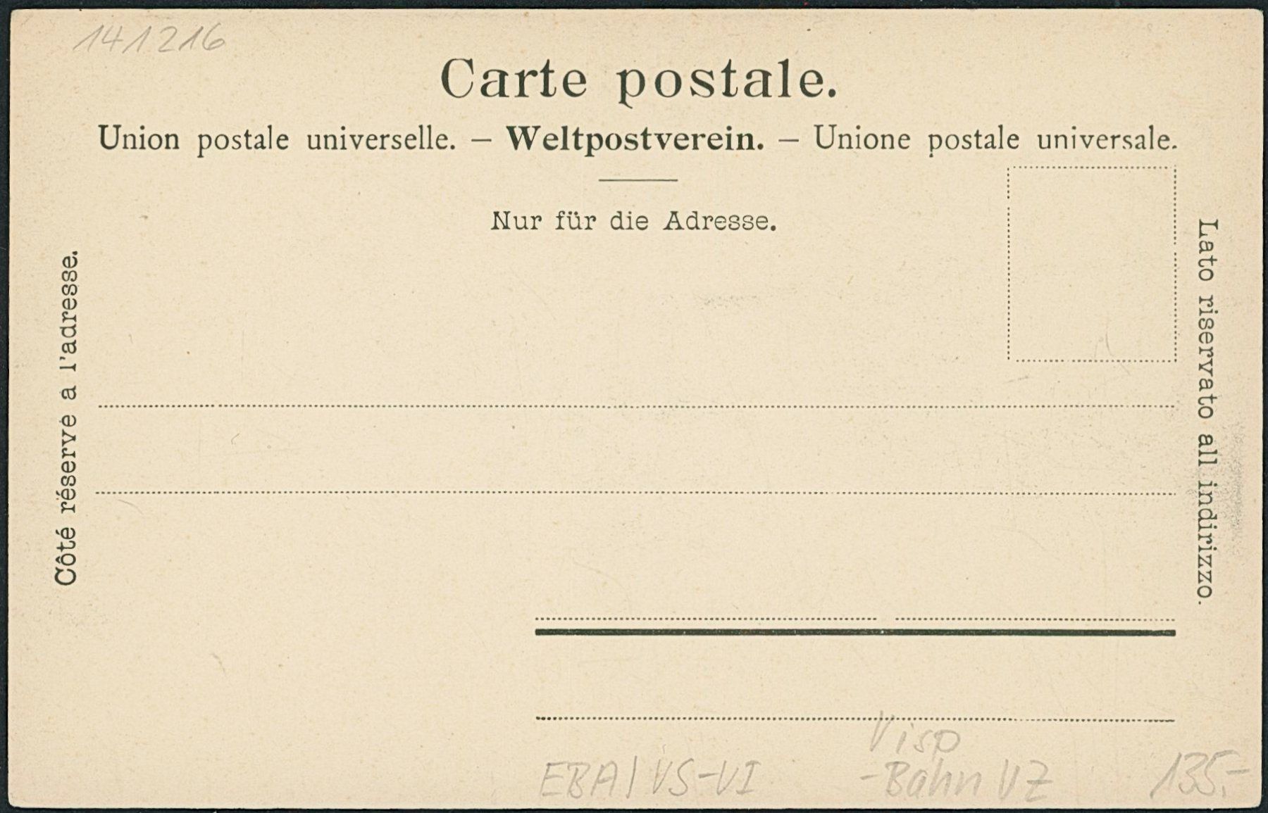 Cartoline postali: VS Visp - Bahn VZ – Nuovo (secondo la descrizione) da Schindellegi venduto da Jonathan77 1