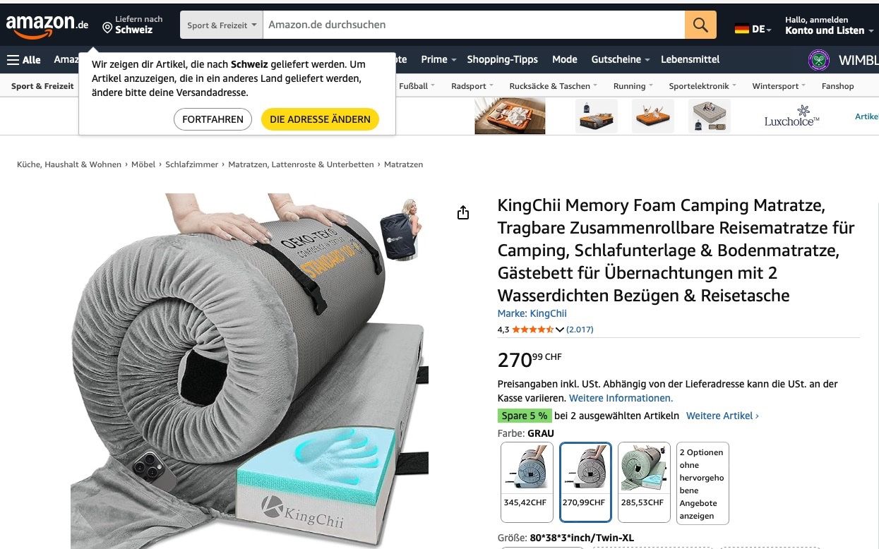 Matelas: 2 Stk. King Chii Camping Matratzen – D'occasion à Kirchenthurnen par Meatpie 7
