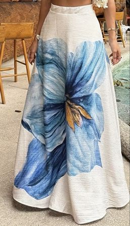 Elegante gonna a trapezio lunga con stampa floreale 👌tgM/L