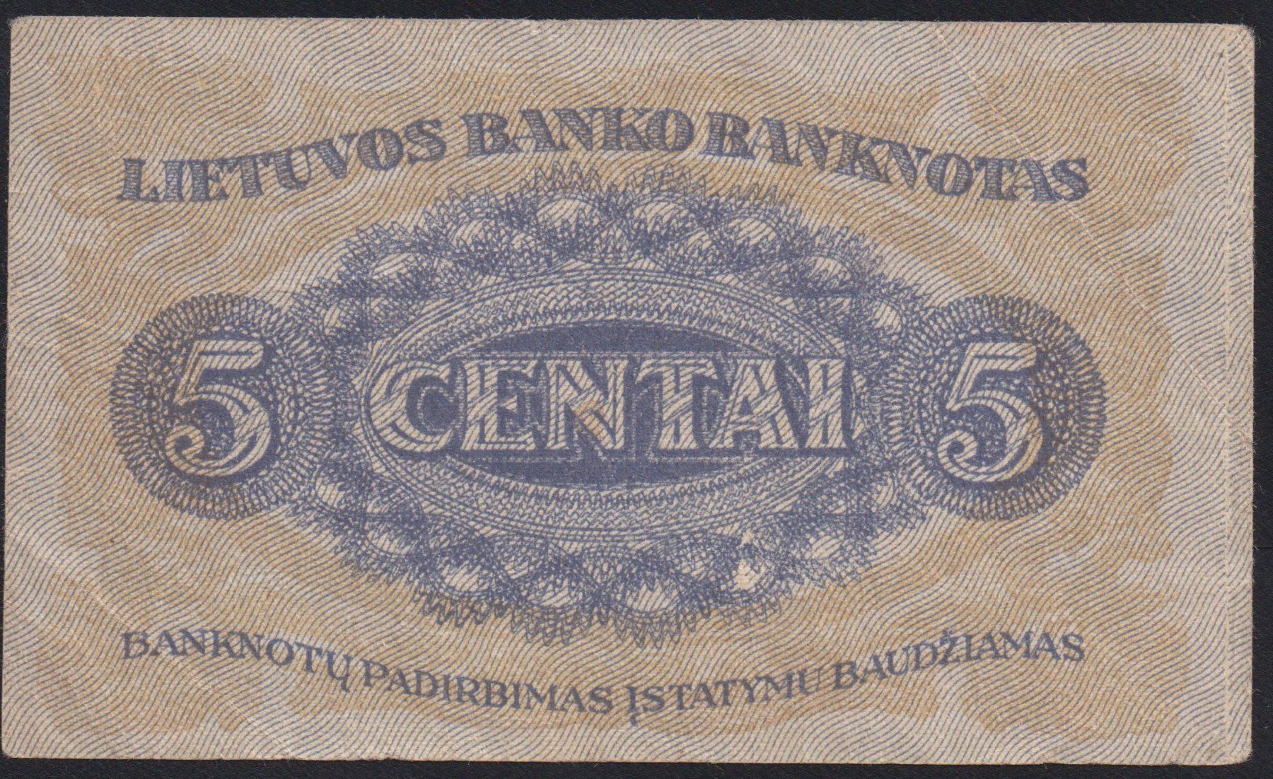 Banconote: Litauen 5 Centai 1922 Serija E – Usato da Naters venduto da Radman 1