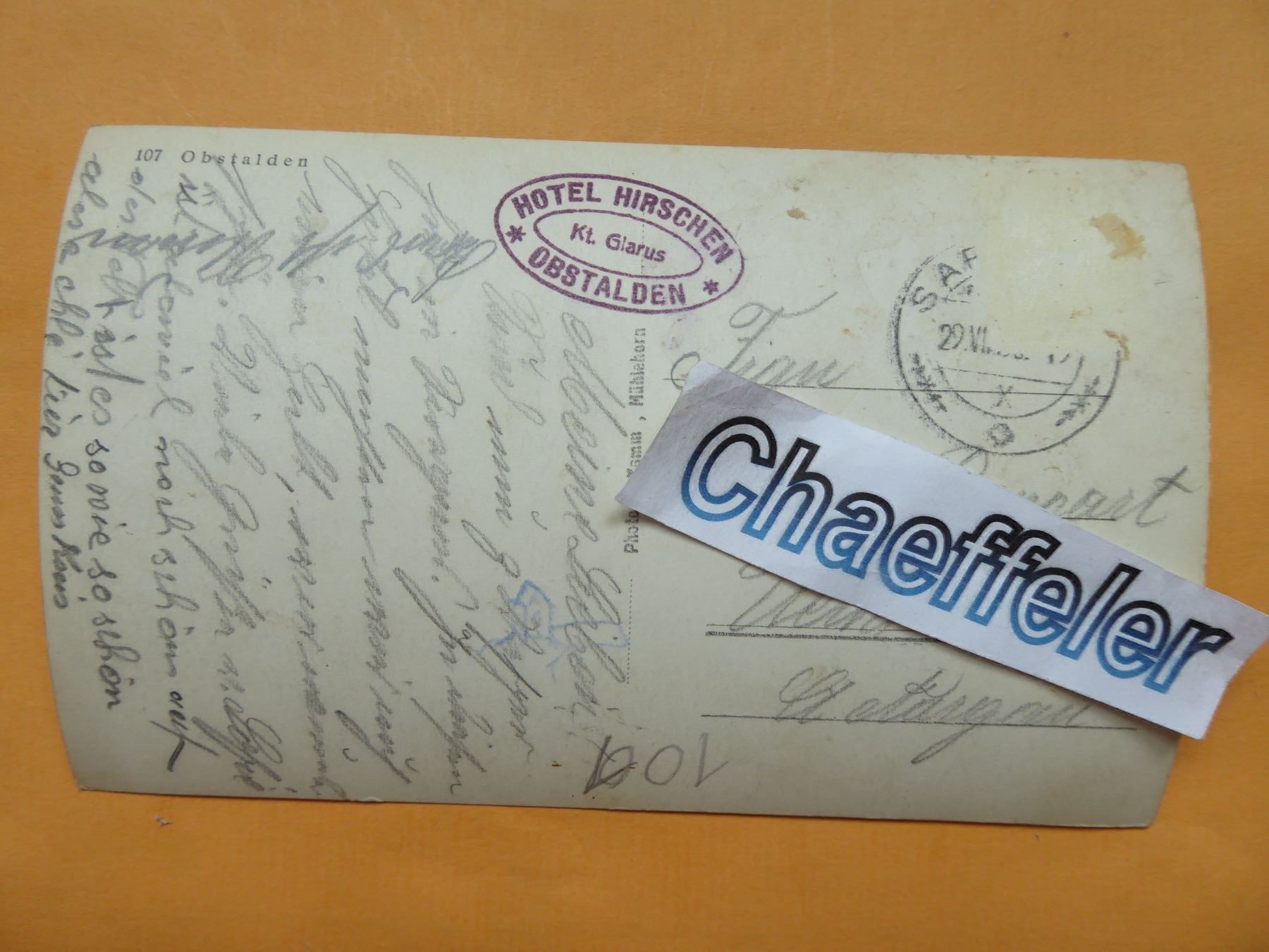 Cartoline postali: 1078 Obstalden – Usato da Zürich venduto da Chaeffeler 1