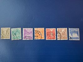 7 HelvetiaBriefmarken Satz Landschaftsbilder 1934 gestempelt