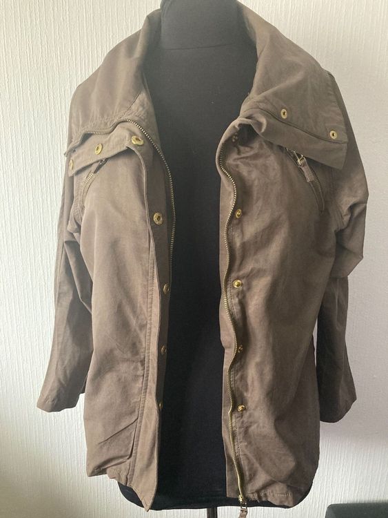 Veste Femme Jacqueline Riu Taille 36 – Kaki Courte, Doublure Viscose