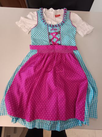 Dirndl Kleid Grösse 128 mit Bluse und Schürze