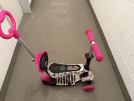 Kinderroller mit Schiebestange & Sitz, pink/bunt, TOP ZUSTAN