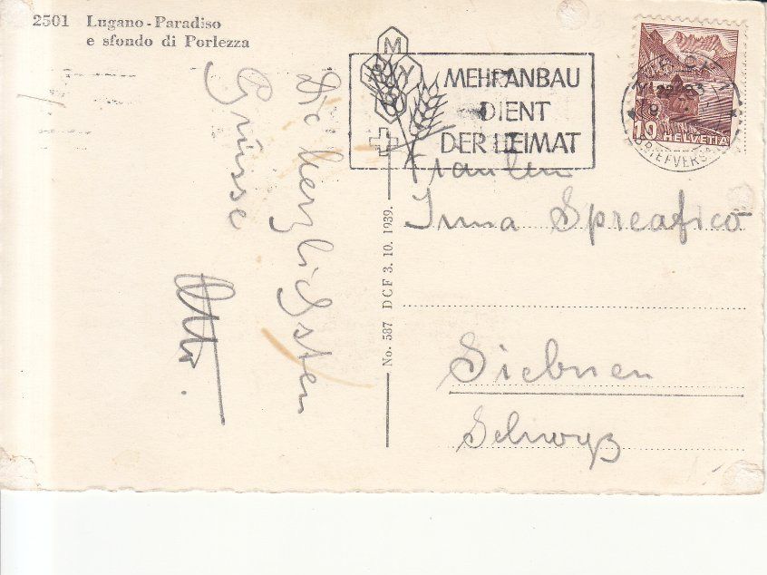 Cartoline postali: Lugano Paradiso 1942 – Usato da Bürglen TG venduto da StampGraf 1