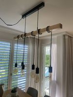 Design Pendelleuchte Holz/Schwarz | inkl. Glühbirnen