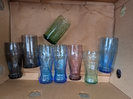 Lot de 9 verres Coca-Cola colorés divers bon état