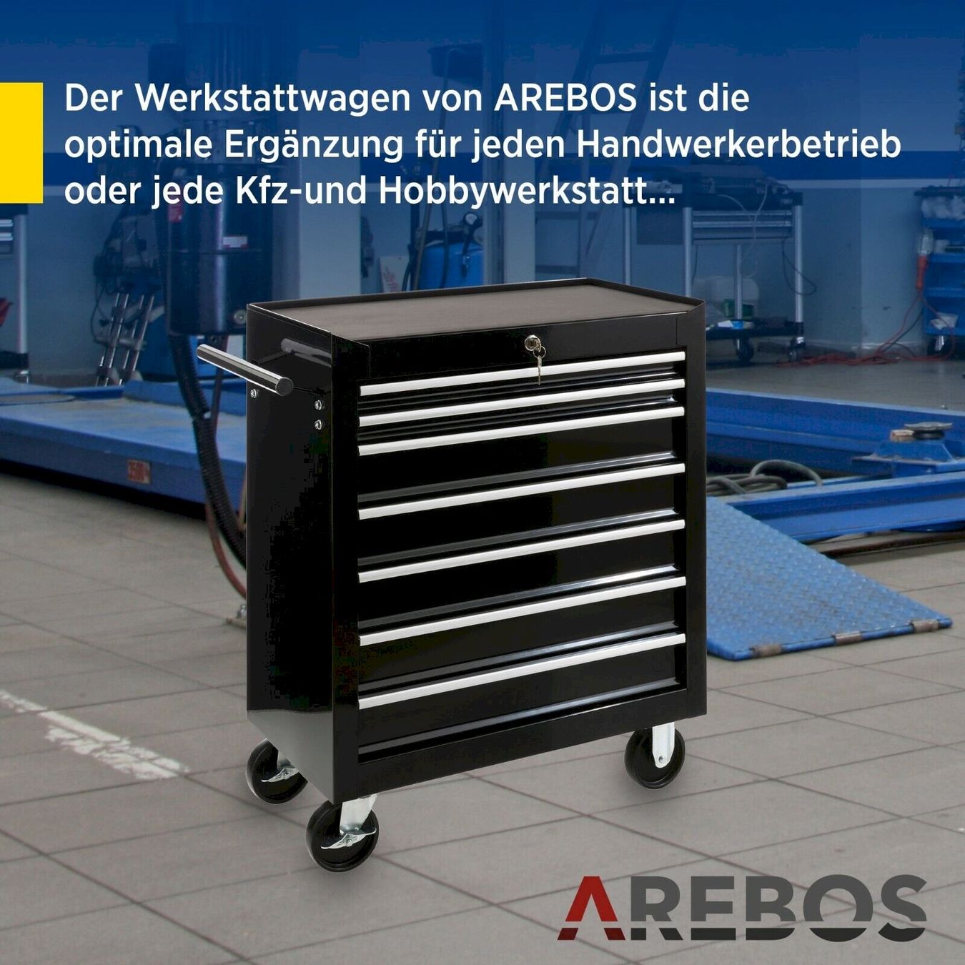 Cassette degli attrezzi: Arebos Werkzeugwagen 7 Fächer schwarz – Nuovo e nell'imballaggio originale da Bottighofen venduto da zaap 1