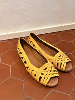 Damen Sandalen geflochten gelb offene Schuhform gut