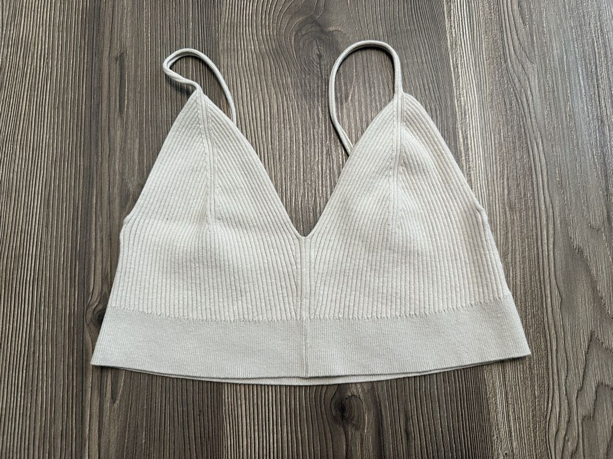 Top: Stoff-Top / Stoff-BH in beige Gr. S – Usato da Schaanwald venduto da ael248