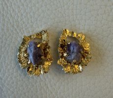 Boucles d’oreilles clips vintages pierres violettes