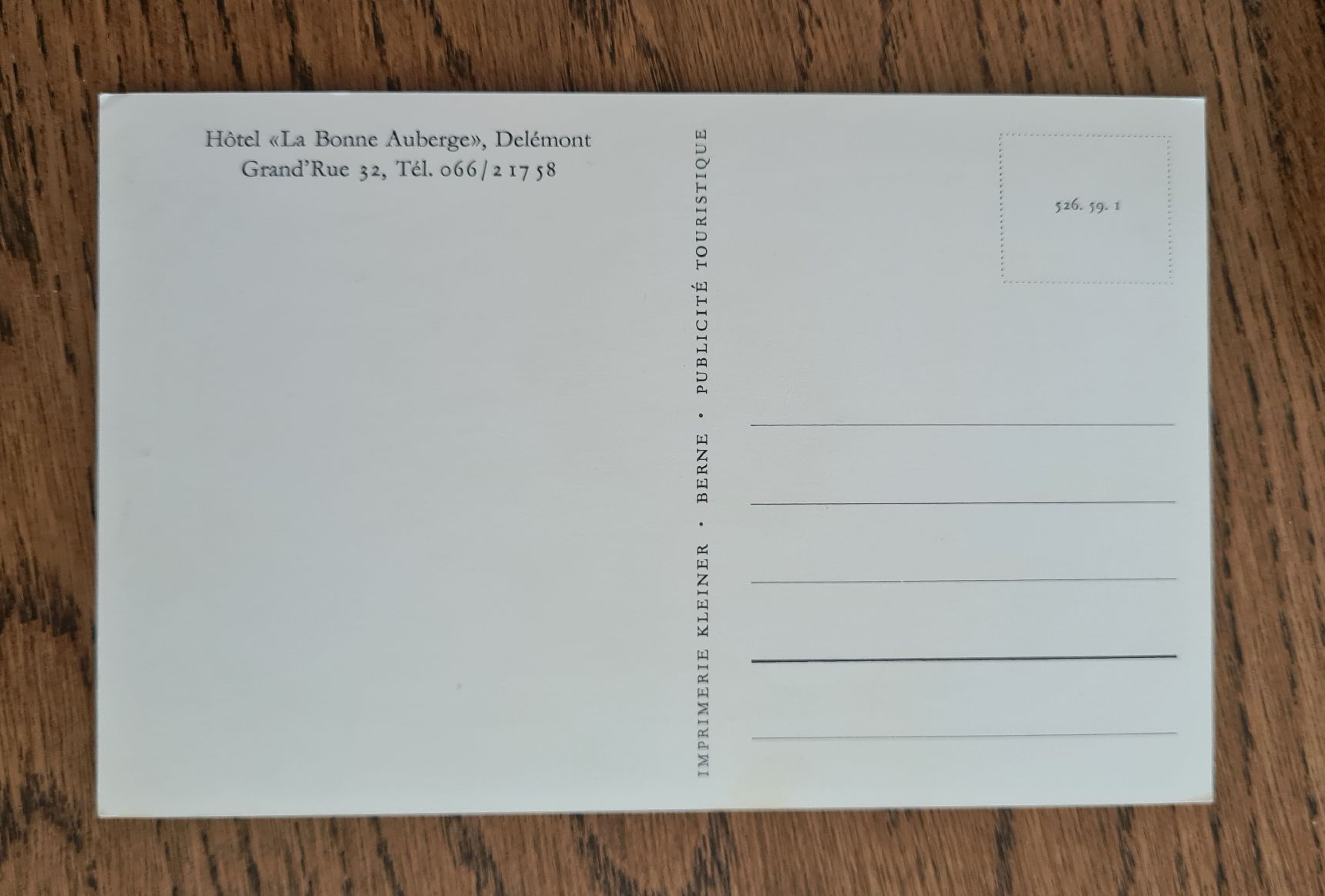 Cartoline postali: Hotel "La Bonne Auberge", Delémont – Usato da Ebikon venduto da Donar50 1