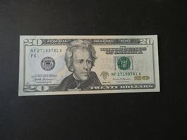 USA 2017 A, 20 Dollars - ungefaltet   Serie F 6   Jackson