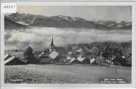 Guggisberg über dem Nebel in Sonne und Schnee