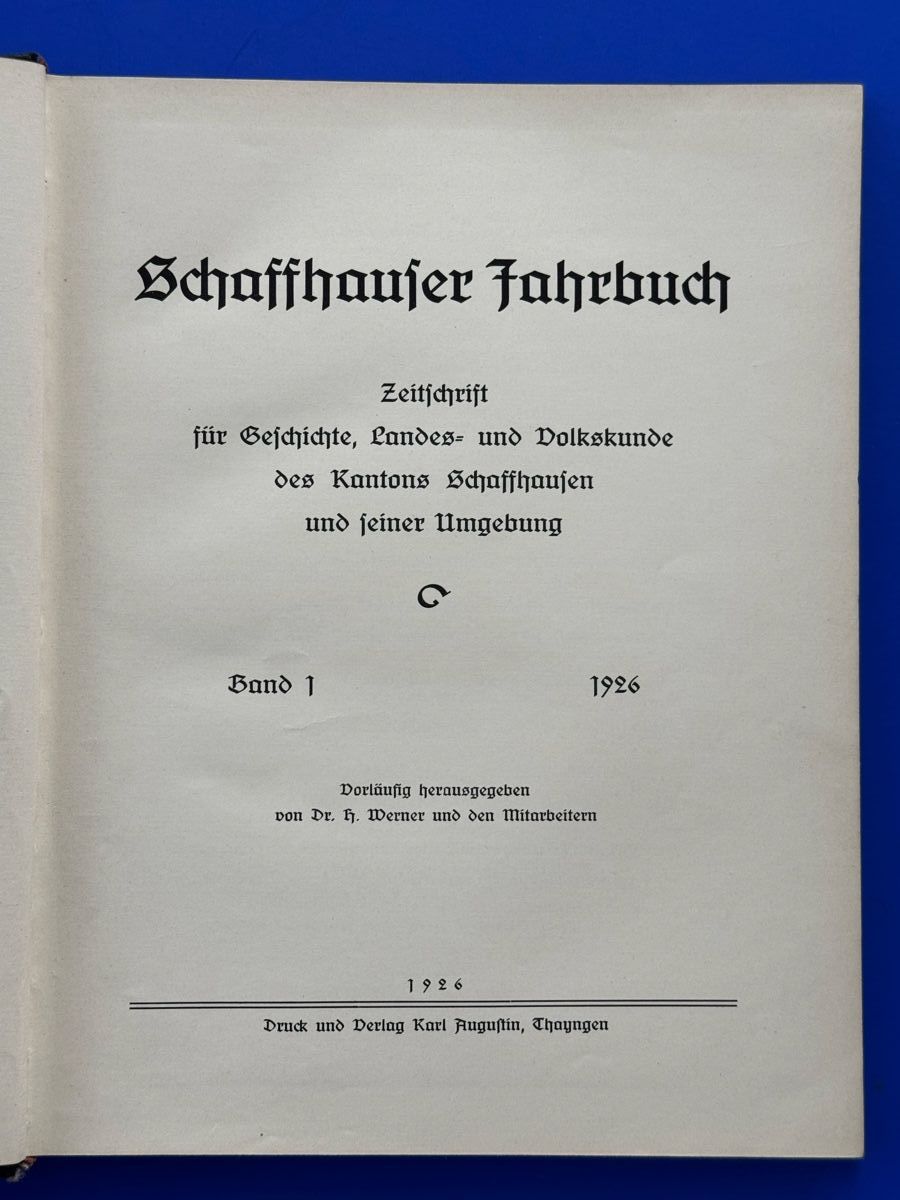 Bücher: Schaffhauser Jahrbuch. Band 1. 1926. – Gebraucht aus Adliswil von buch_und_kunst 1