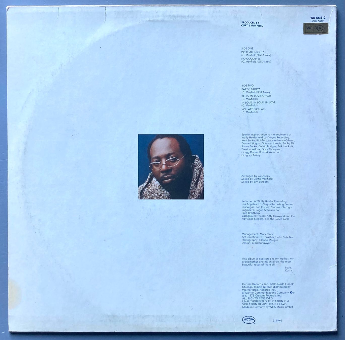Vinyles: CURTIS MAYFIELD - DO IT ALL NIGHT – D'occasion à Poliez-Pittet par Newtown-Records 1