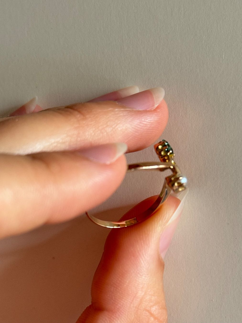 Anelli: Jugendstil 585 Rosegold Ring mit Smaragd & Perle – Usato da Bätterkinden venduto da peacelover_fili 4