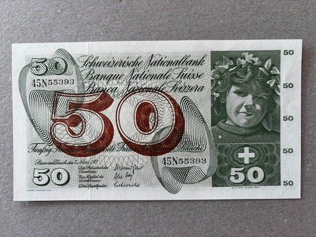 Banconote: 50-Franken-Note von 1973 – Usato da Zürich venduto da Lenine