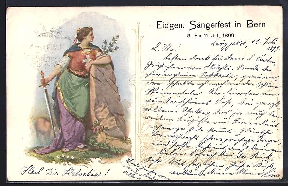 Ansichtskarten: Bern, Eidgen. Sängerfest 1899, die Helv – Gebraucht aus Berlin von bartko-reher