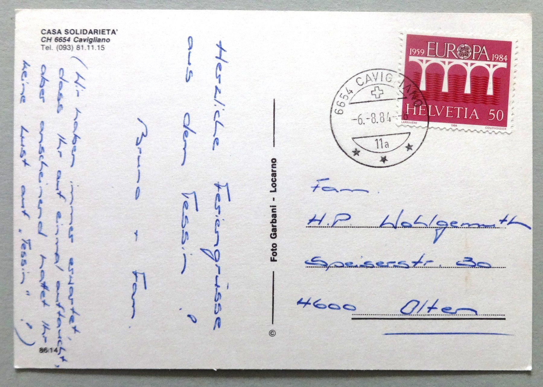 Cartoline postali: Casa Solidarieta`, Cavigliano – Usato da Fétigny venduto da Billy2miny 1