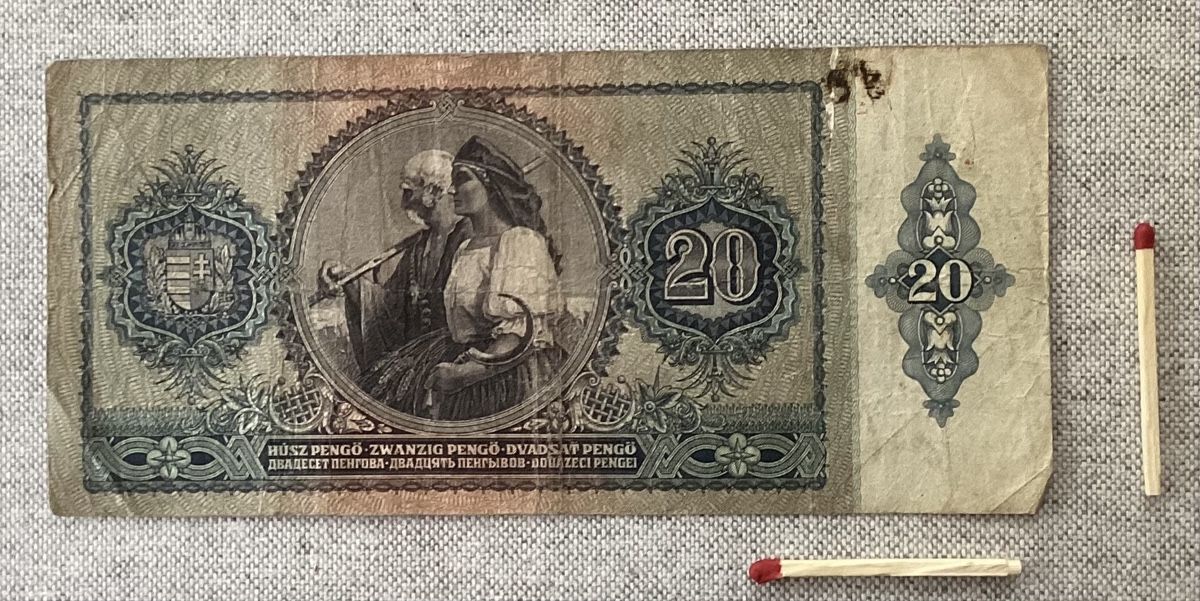 Banconote: Banknote Ungarn 1941 20 Pengö – Usato da Reinach BL venduto da Linda013 1