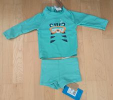 Badeanzug Set Grösse 62/68 Türkis mit Tigerprint, neu!