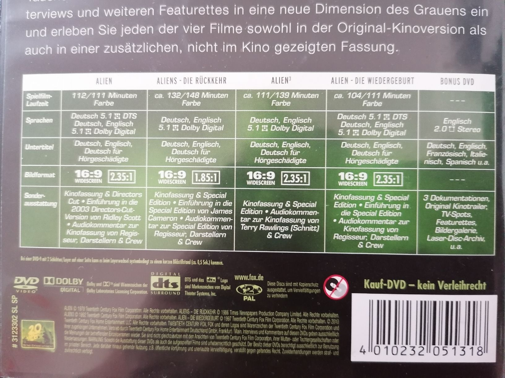 Alle DVDs: ALIEN 4 FILME 1 BONUS DVD – Neu (gemäss Beschreibung) aus Pratteln von ThereseZ 2