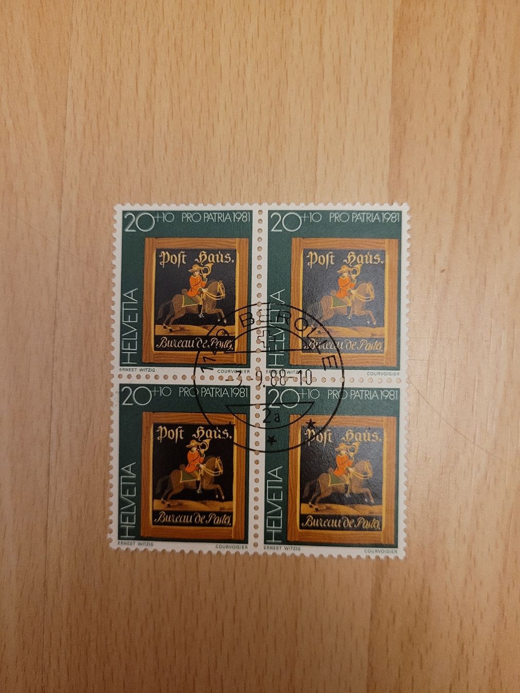 Alle Briefmarken: 4er Block Helvetia – Gebraucht aus Inwil von Flower2325