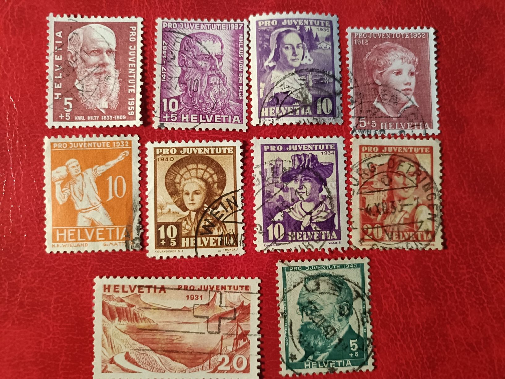 Tutti i francobolli: 10 ANTIKE BRIEFMARKEN PRO JUVENTUTE GESTEMPELT – Usato da Sargans venduto da Polifemo58