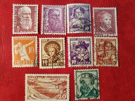 10 ANTIKE BRIEFMARKEN PRO JUVENTUTE GESTEMPELT