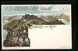 Rigi, Hotel und Bergpanorama mit Eiger, 