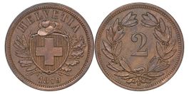 2 Rappen von 1879 (Vorzüglich)