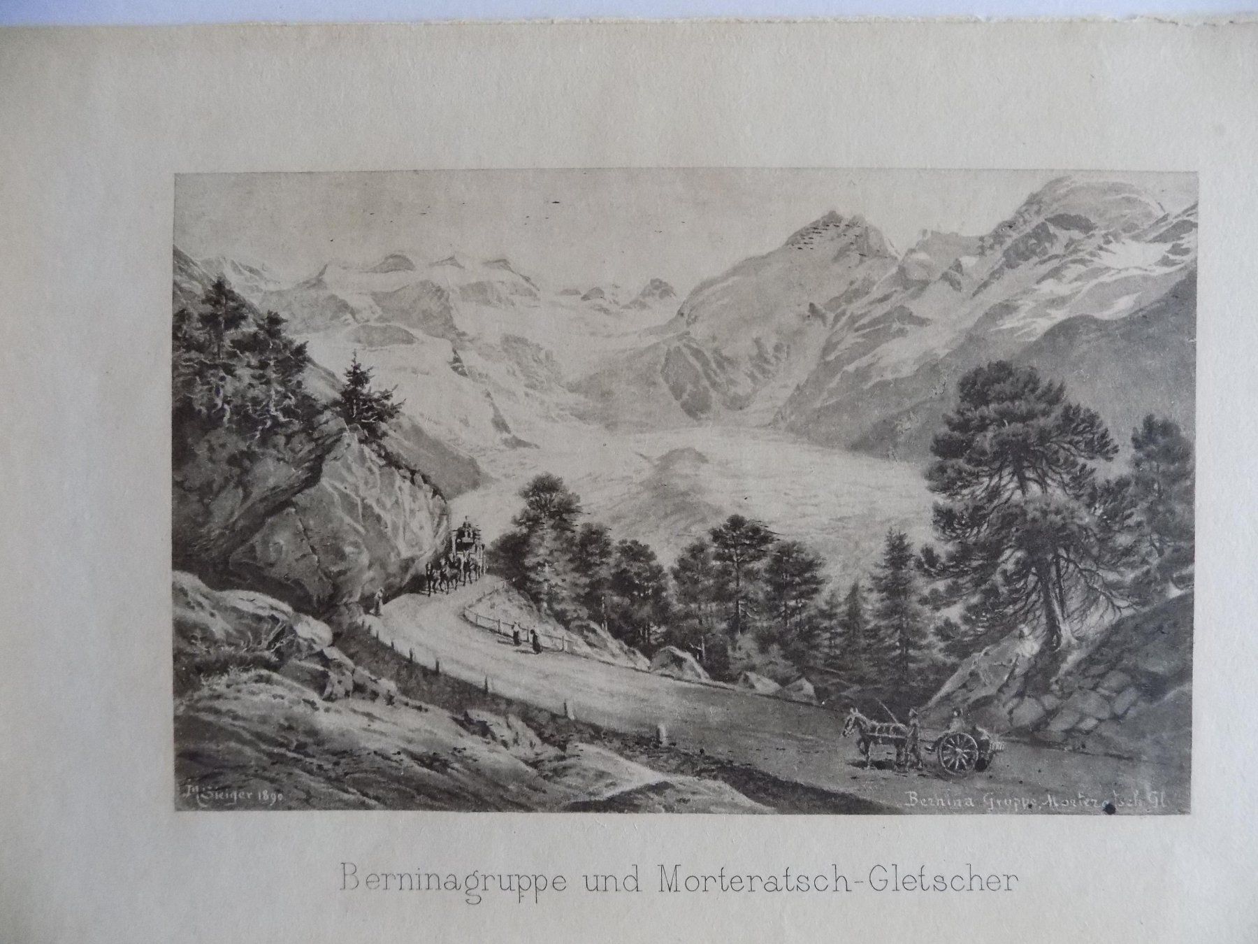 Incisioni: Berninagruppe mit dem Morteratsch-Gletscher – Usato da Risch venduto da Antikfee 2